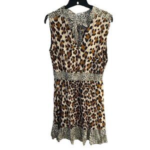 mittoshop V Neck Animal Print Dress Size Small EUC